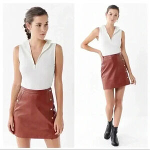 Urban Outfitters Terra Cotta Faux Leather Mini Skirt, Size Small